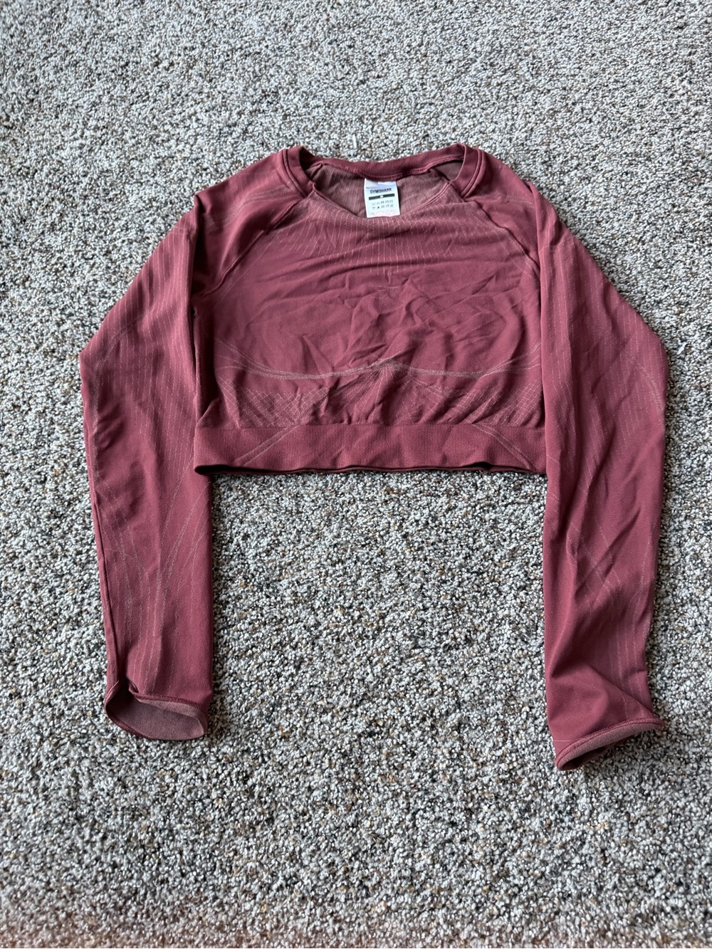Gymshark Seamless Long Sleeve Crop Top Medium Burgundy Workout Gym